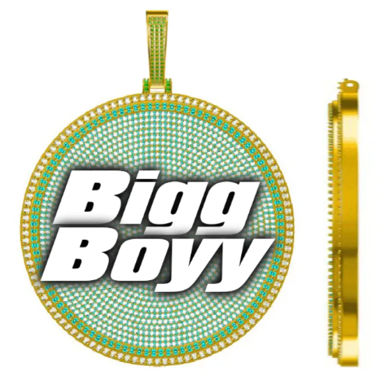 CUSTOM LETTER NECKLACE 3D BIG DISC sold by The GUU Shop