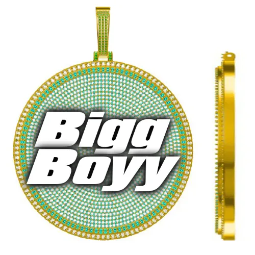 CUSTOM LETTER NECKLACE 3D BIG DISC sold by The GUU Shop