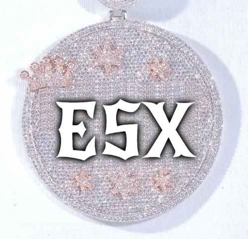 CUSTOM LETTER NECKLACE 3D BIG CROWN DISC sold by The GUU Shop
