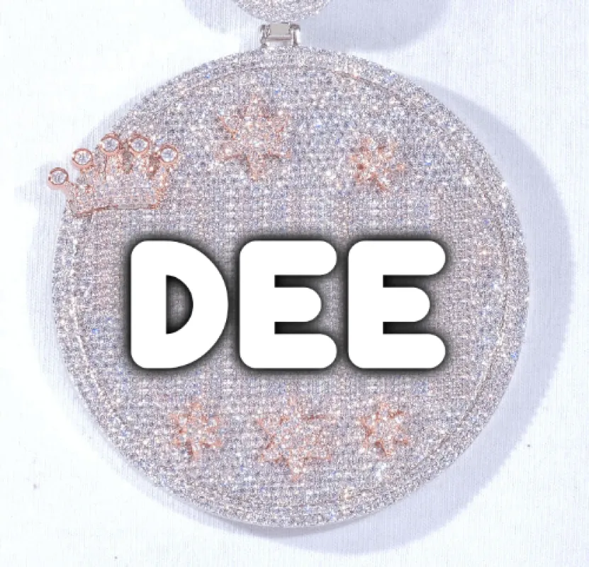 CUSTOM LETTER NECKLACE 3D BIG CROWN DISC sold by The GUU Shop