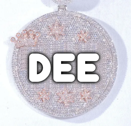 CUSTOM LETTER NECKLACE 3D BIG CROWN DISC sold by The GUU Shop