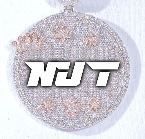 CUSTOM LETTER NECKLACE 3D BIG CROWN DISC sold by The GUU Shop