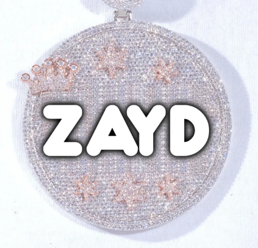 CUSTOM LETTER NECKLACE 3D BIG CROWN DISC sold by The GUU Shop