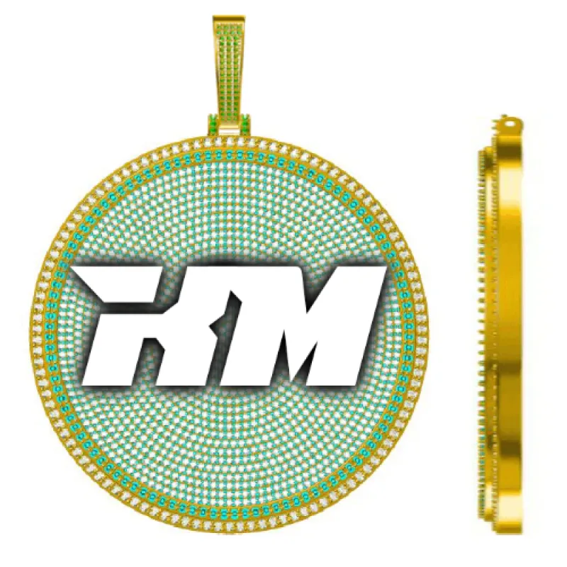 CUSTOM LETTER NECKLACE 3D BIG DISC sold by The GUU Shop