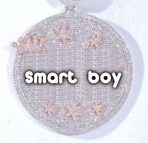 CUSTOM LETTER NECKLACE 3D BIG CROWN DISC sold by The GUU Shop