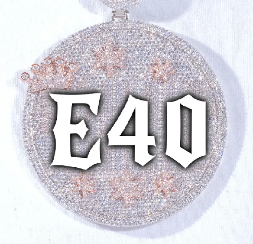 CUSTOM LETTER NECKLACE 3D BIG CROWN DISC sold by The GUU Shop