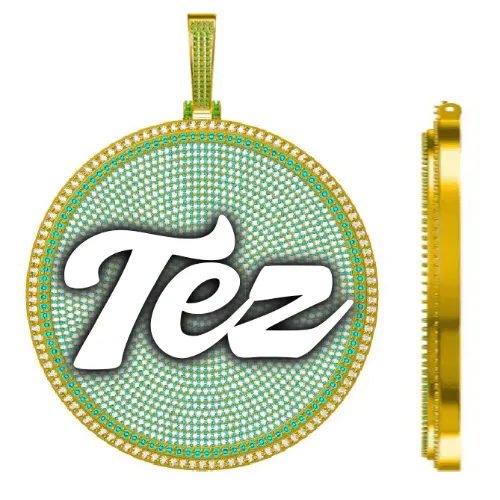 CUSTOM LETTER NECKLACE 3D BIG DISC sold by The GUU Shop