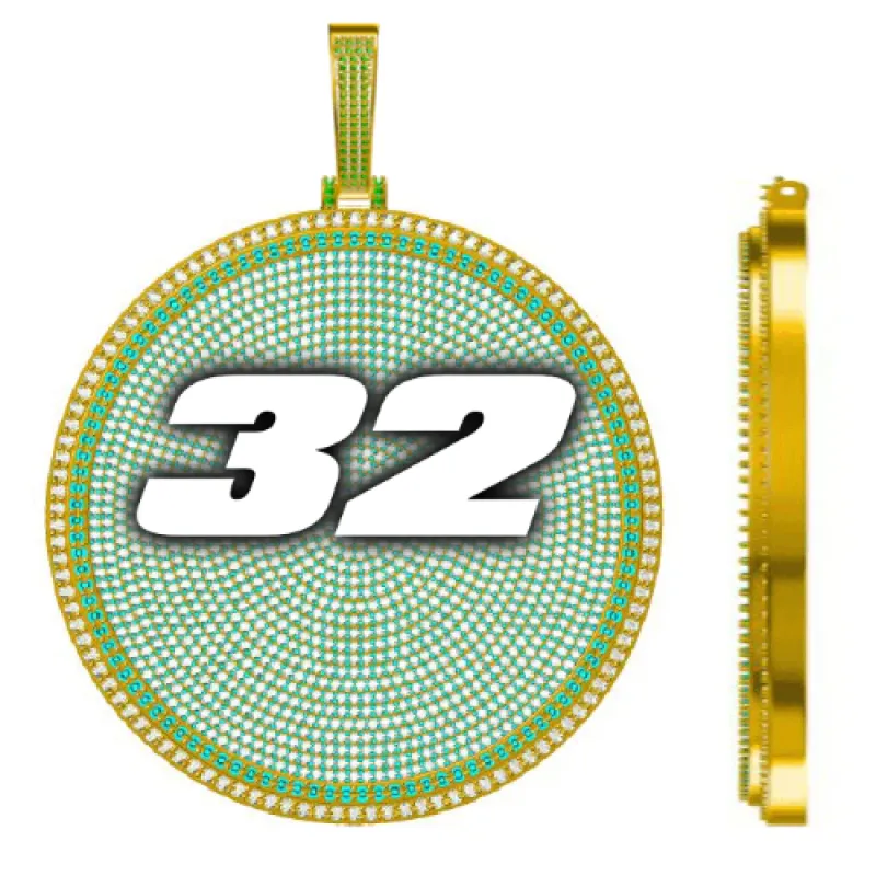 CUSTOM LETTER NECKLACE 3D BIG DISC sold by The GUU Shop