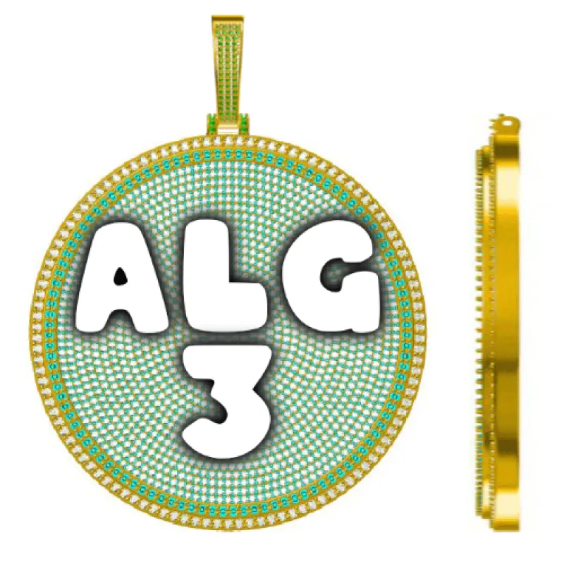 CUSTOM LETTER NECKLACE 3D BIG DISC sold by The GUU Shop