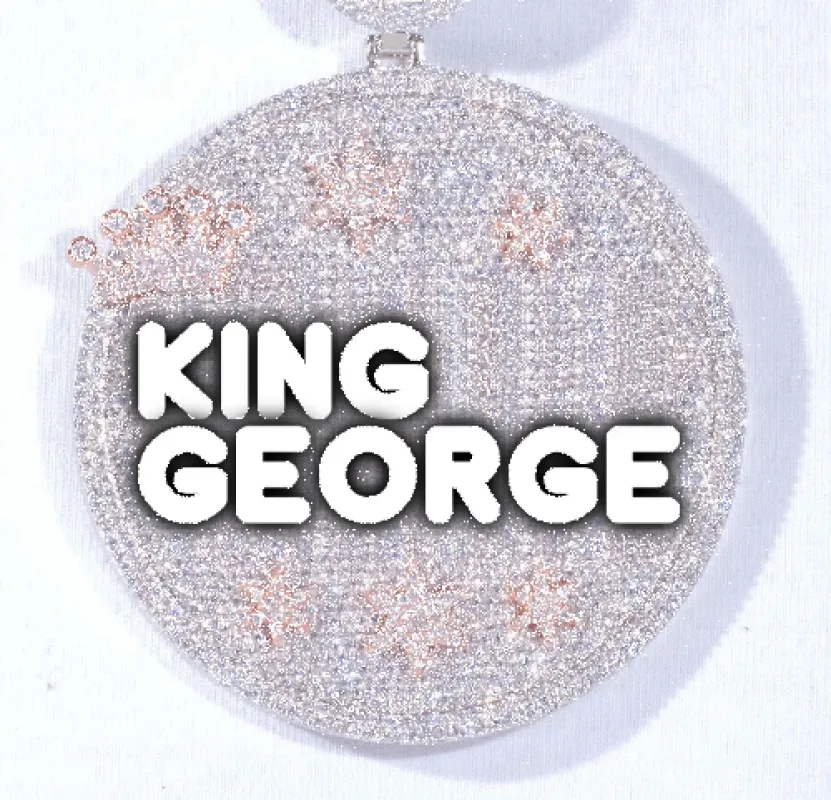 CUSTOM LETTER NECKLACE 3D BIG CROWN DISC sold by The GUU Shop