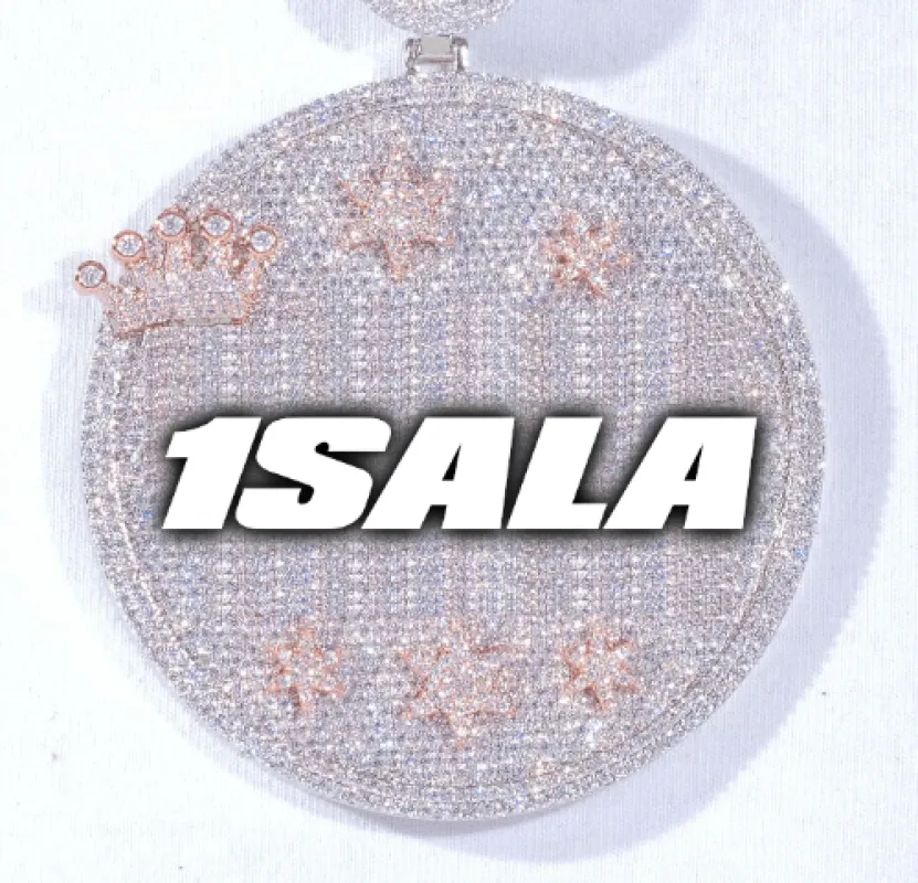 CUSTOM LETTER NECKLACE 3D BIG CROWN DISC sold by The GUU Shop