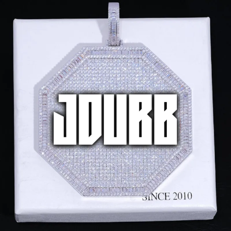 CUSTOM LETTER NECKLACE 3D BIG OCTAGON sold by The GUU Shop