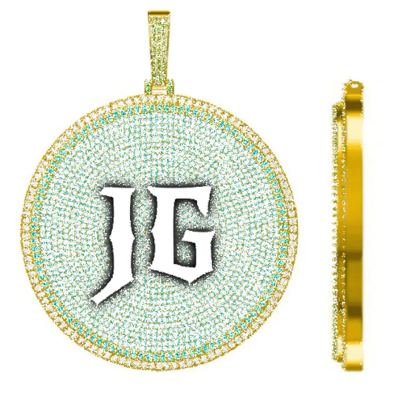 CUSTOM LETTER NECKLACE 3D BIG DISC sold by The GUU Shop