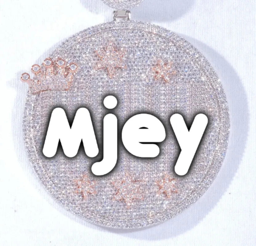 CUSTOM LETTER NECKLACE 3D BIG CROWN DISC sold by The GUU Shop