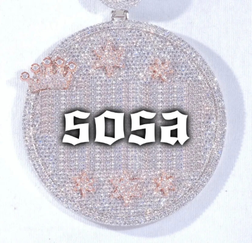 CUSTOM LETTER NECKLACE 3D BIG CROWN DISC sold by The GUU Shop