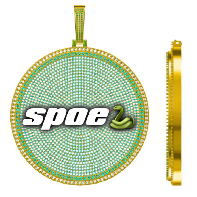 CUSTOM LETTER NECKLACE 3D BIG DISC sold by The GUU Shop