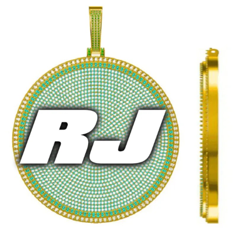 CUSTOM LETTER NECKLACE 3D BIG DISC sold by The GUU Shop