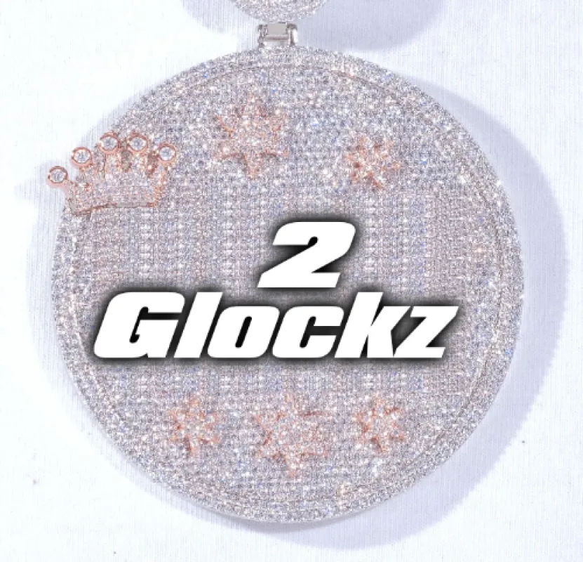 CUSTOM LETTER NECKLACE 3D BIG CROWN DISC sold by The GUU Shop