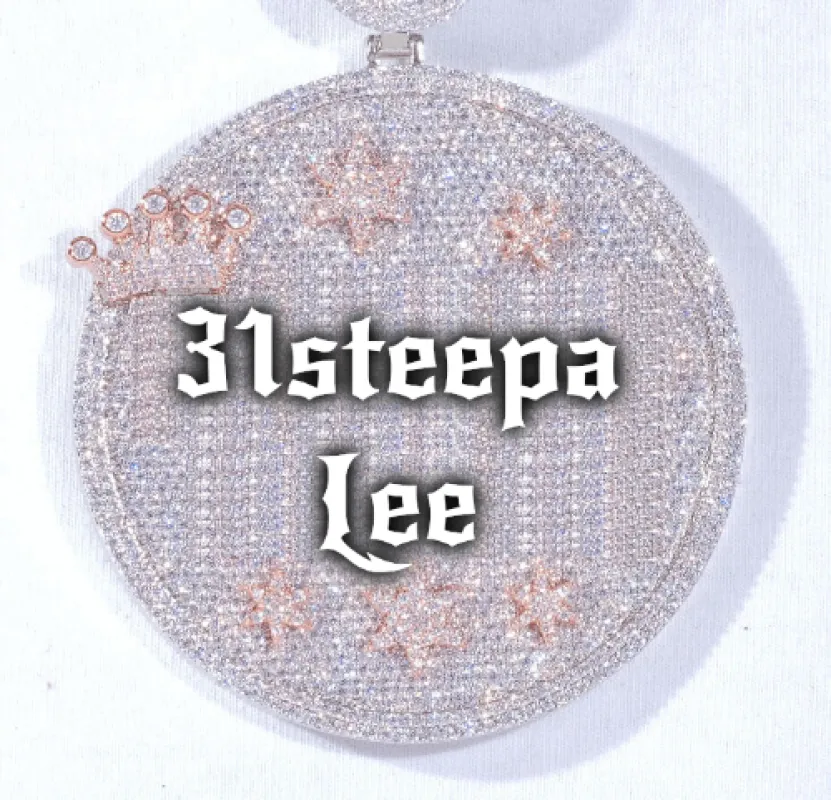 CUSTOM LETTER NECKLACE 3D BIG CROWN DISC sold by The GUU Shop