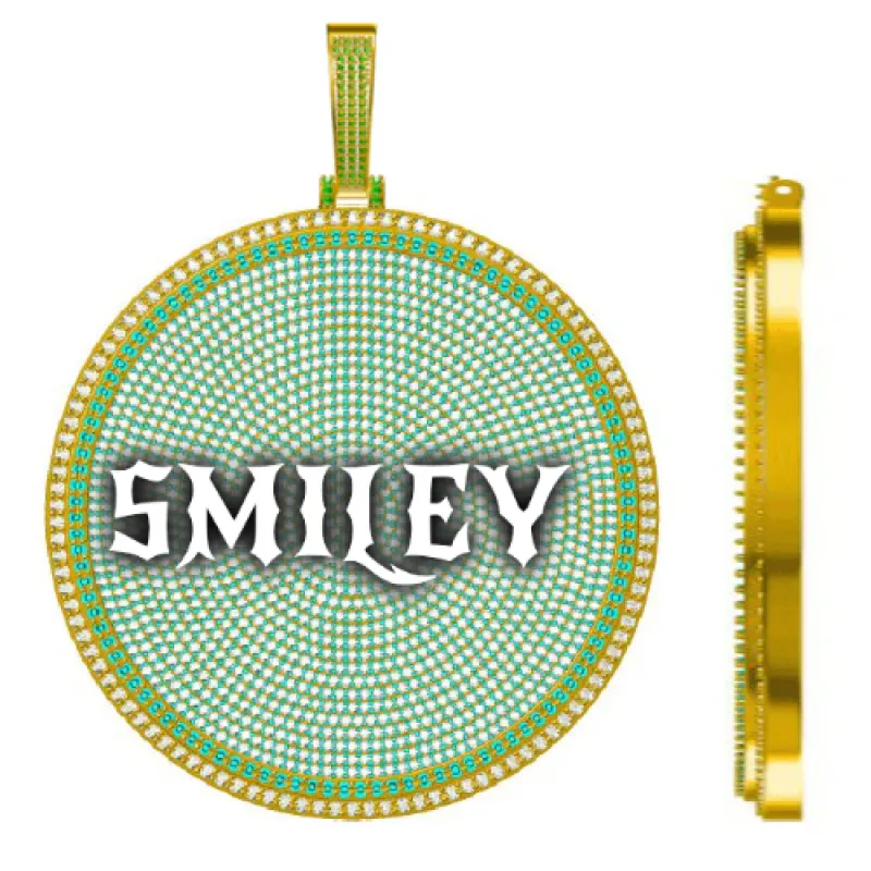 CUSTOM LETTER NECKLACE 3D BIG DISC sold by The GUU Shop