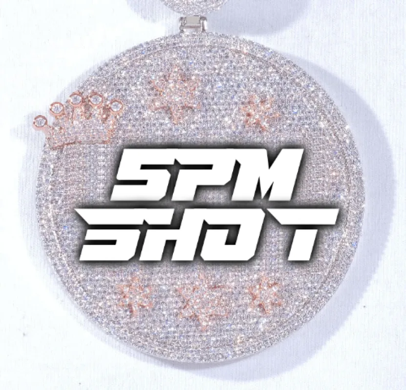 CUSTOM LETTER NECKLACE 3D BIG CROWN DISC sold by The GUU Shop