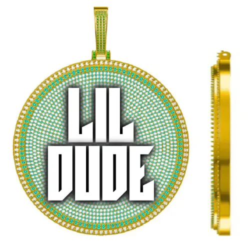 CUSTOM LETTER NECKLACE 3D BIG DISC sold by The GUU Shop