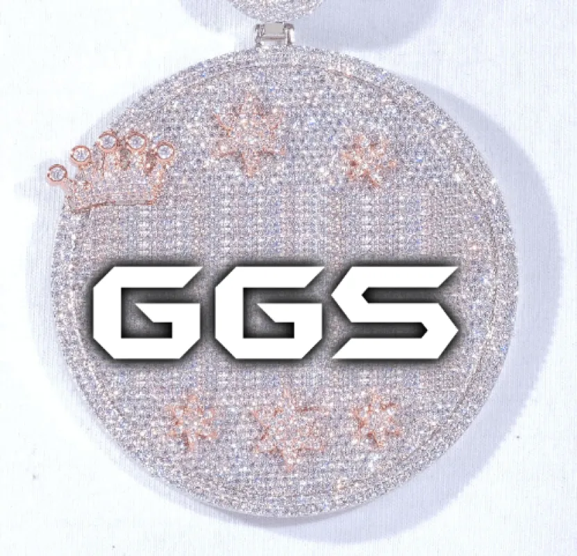CUSTOM LETTER NECKLACE 3D BIG CROWN DISC sold by The GUU Shop