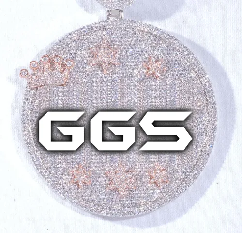 CUSTOM LETTER NECKLACE 3D BIG CROWN DISC sold by The GUU Shop