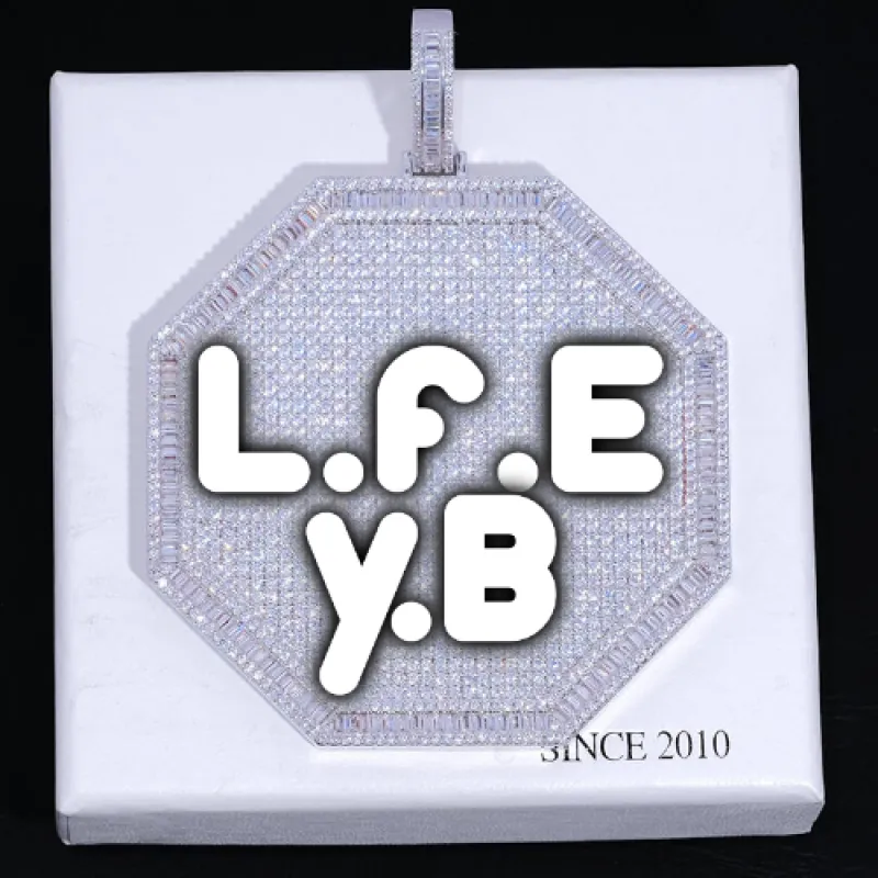 CUSTOM LETTER NECKLACE 3D BIG OCTAGON sold by The GUU Shop