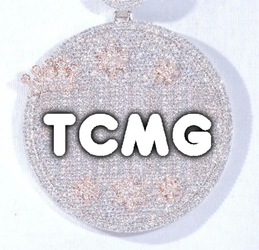 CUSTOM LETTER NECKLACE 3D BIG CROWN DISC sold by The GUU Shop