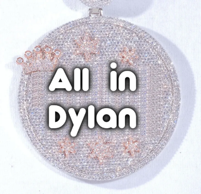 CUSTOM LETTER NECKLACE 3D BIG CROWN DISC sold by The GUU Shop