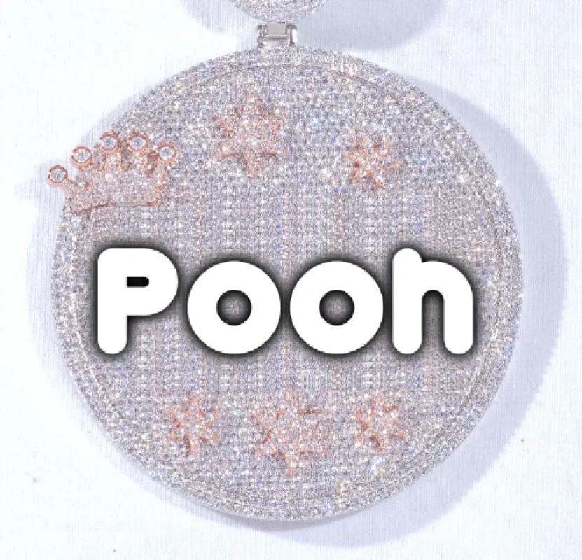 CUSTOM LETTER NECKLACE 3D BIG CROWN DISC sold by The GUU Shop