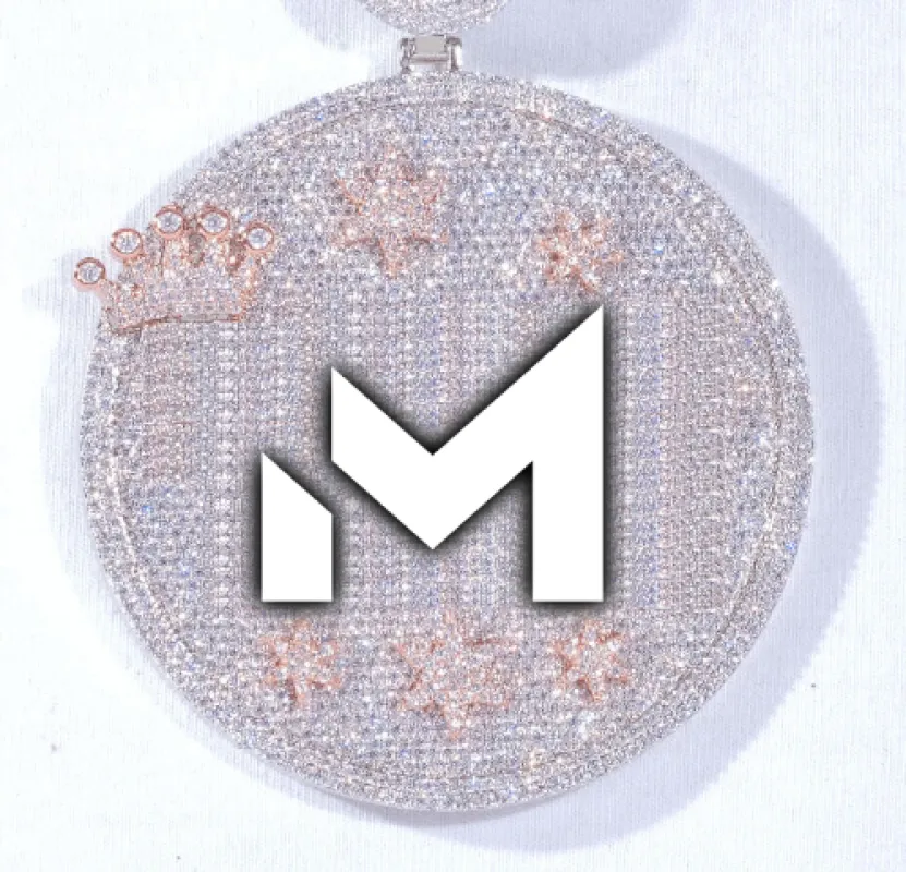 CUSTOM LETTER NECKLACE 3D BIG CROWN DISC sold by The GUU Shop