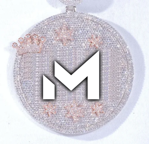 CUSTOM LETTER NECKLACE 3D BIG CROWN DISC sold by The GUU Shop