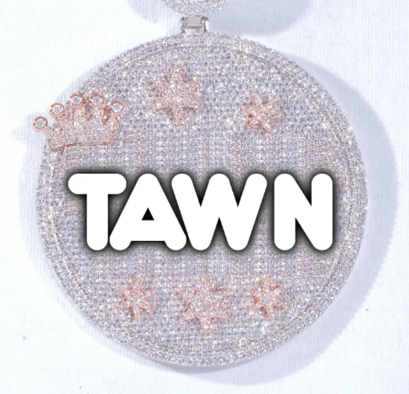 CUSTOM LETTER NECKLACE 3D BIG CROWN DISC made by The GUU Shop