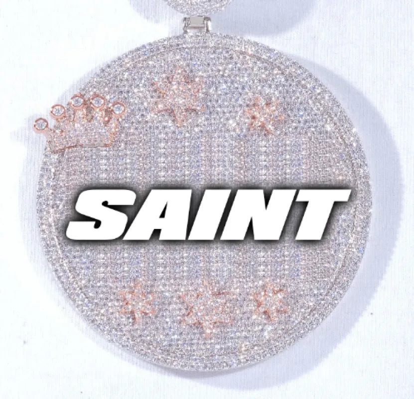 CUSTOM LETTER NECKLACE 3D BIG CROWN DISC sold by The GUU Shop