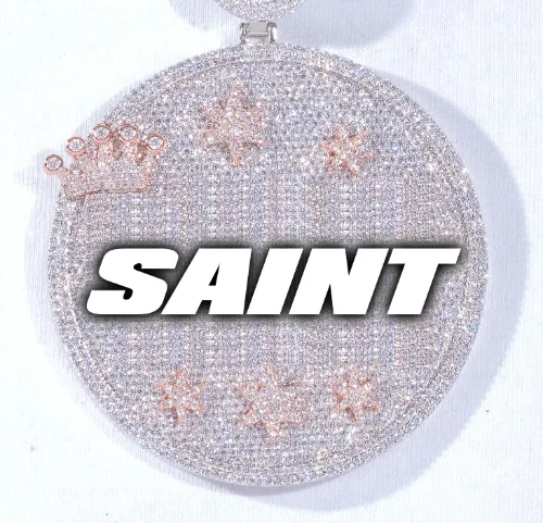 CUSTOM LETTER NECKLACE 3D BIG CROWN DISC sold by The GUU Shop