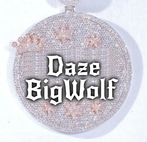 CUSTOM LETTER NECKLACE 3D BIG CROWN DISC sold by The GUU Shop