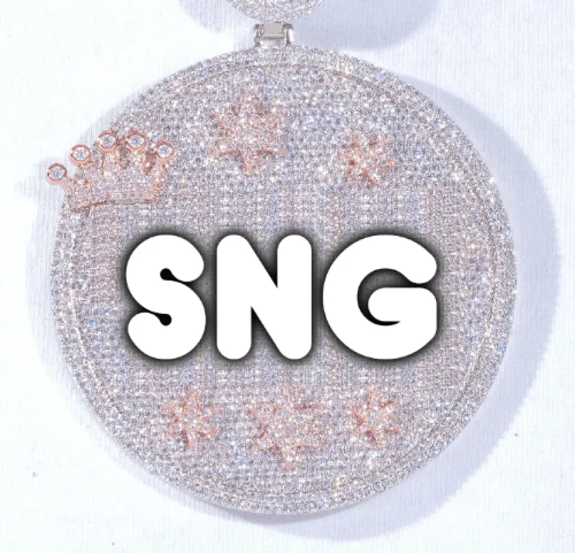 CUSTOM LETTER NECKLACE 3D BIG CROWN DISC sold by The GUU Shop