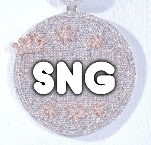 CUSTOM LETTER NECKLACE 3D BIG CROWN DISC sold by The GUU Shop