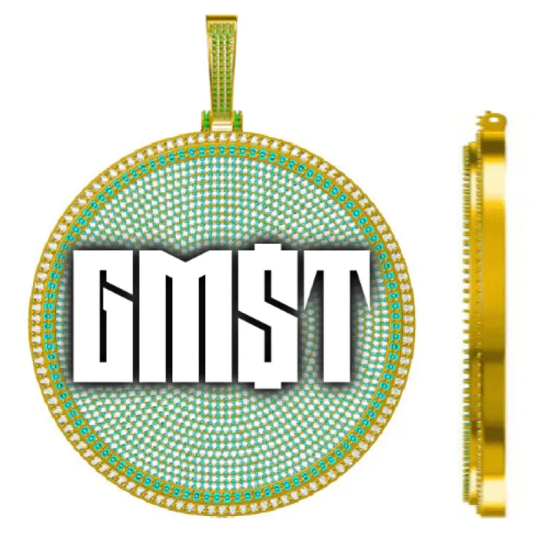 CUSTOM LETTER NECKLACE 3D BIG DISC sold by The GUU Shop