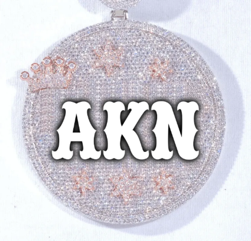 CUSTOM LETTER NECKLACE 3D BIG CROWN DISC sold by The GUU Shop