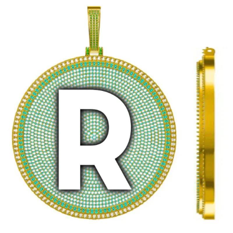 CUSTOM LETTER NECKLACE 3D BIG DISC sold by The GUU Shop