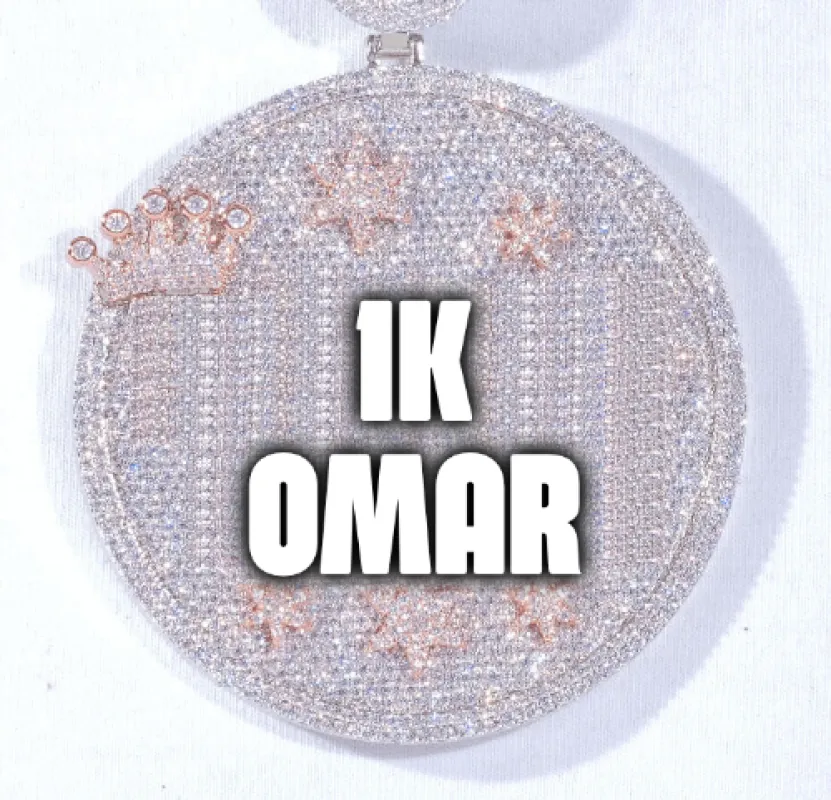 CUSTOM LETTER NECKLACE 3D BIG CROWN DISC sold by The GUU Shop