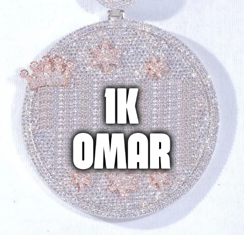 CUSTOM LETTER NECKLACE 3D BIG CROWN DISC sold by The GUU Shop