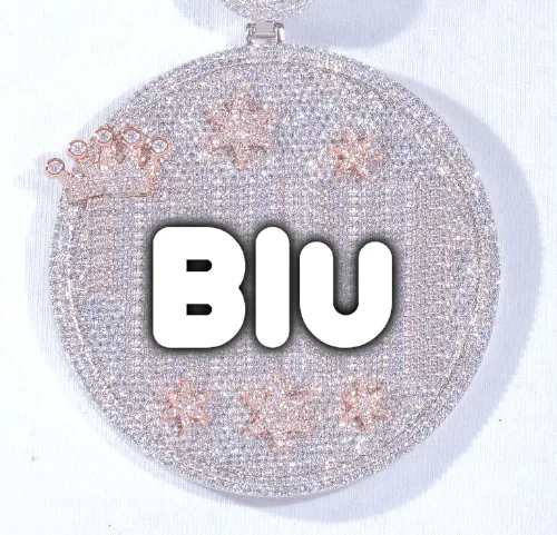 CUSTOM LETTER NECKLACE 3D BIG CROWN DISC sold by The GUU Shop