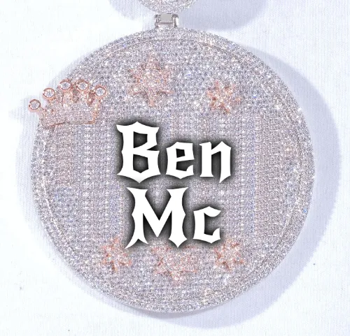 CUSTOM LETTER NECKLACE 3D BIG CROWN DISC sold by The GUU Shop