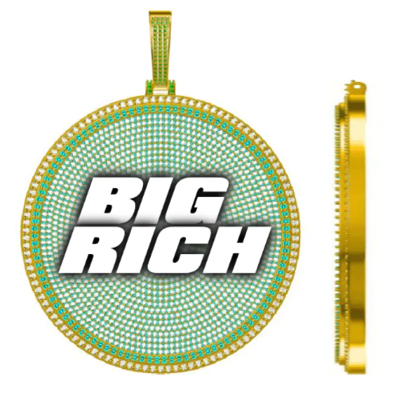 CUSTOM LETTER NECKLACE 3D BIG DISC sold by The GUU Shop