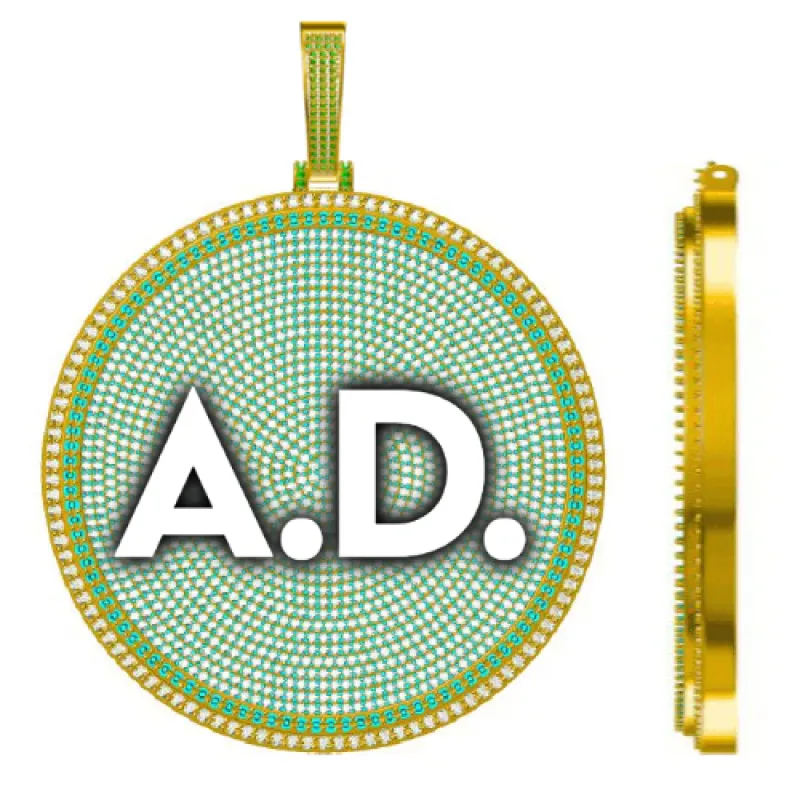 CUSTOM LETTER NECKLACE 3D BIG DISC sold by The GUU Shop