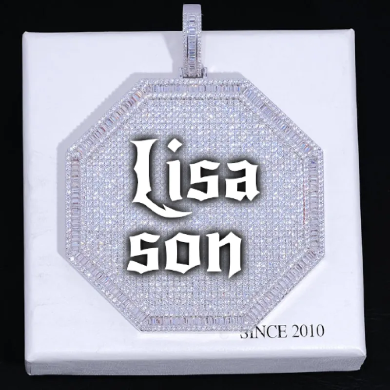 CUSTOM LETTER NECKLACE 3D BIG OCTAGON sold by The GUU Shop
